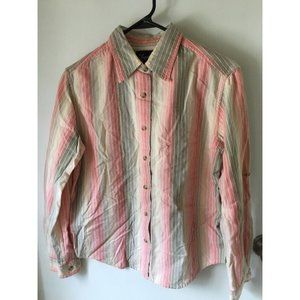 Vintage ANGELIQUE  Blouse SMALL Bohemian striped cotton India Button